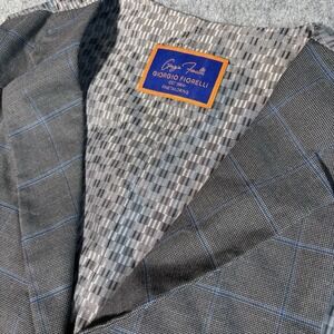 Giorgio Fiorelli Vest Men's 36 Gray Blue Windowpane Waistcoat Formal Buttons